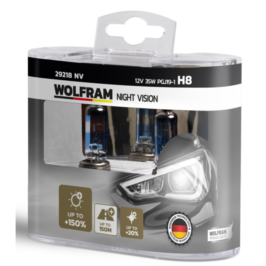 Wolfram H8 Nıght Vısıon +150% Fazla + 20% Beyaz Işık