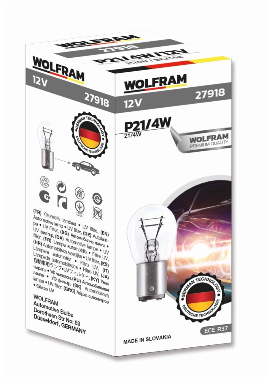Wolfram P21/4W 1016 Yakın Tırnak Çift Duy Ampul