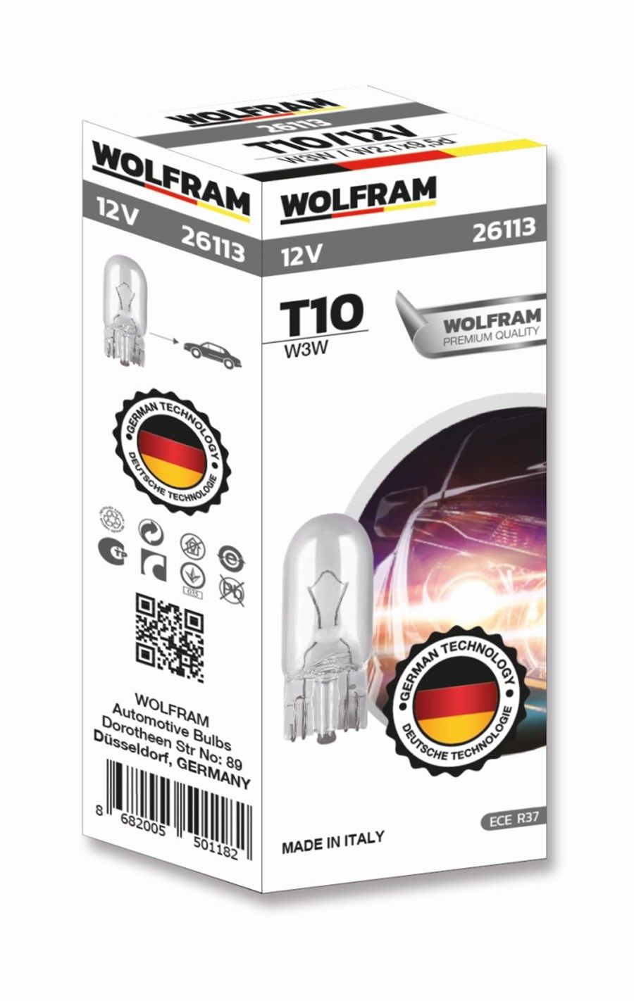 Wolfram T10 W3W Orta Dipsiz Ampul